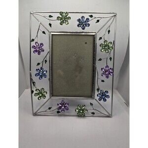 PHOTO FRAME Vtg Metal + Wire (Faux Beads Leaves~Fish) for 3.5"x 5" Picture   D24